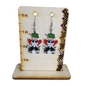 Hatter Skull Acrylic Drop Earrings